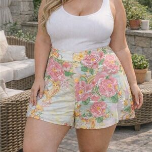 Eloquii Floral High-Waisted Shorts Size 28 NWT